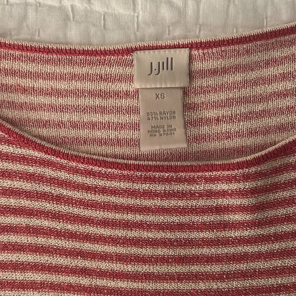 🌿J.Jill Striped Red and Cream Women's Top, size XS🌿 - Picture 2 of 6
